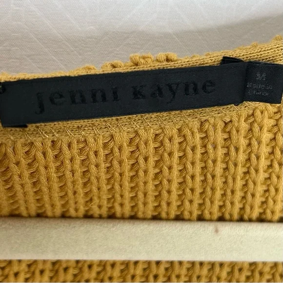 Jenni Kayne ribbed sweater mustard yellow medium v neck classic minimalist - Picture 3 of 6